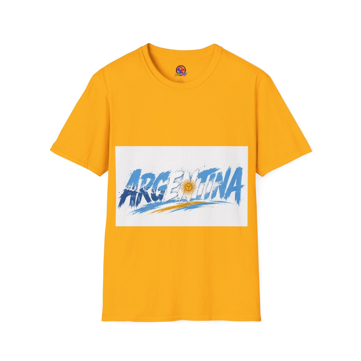 Argentina Graphic T-Shirt — Argentina Typography Tee with Sun & Flag Colors