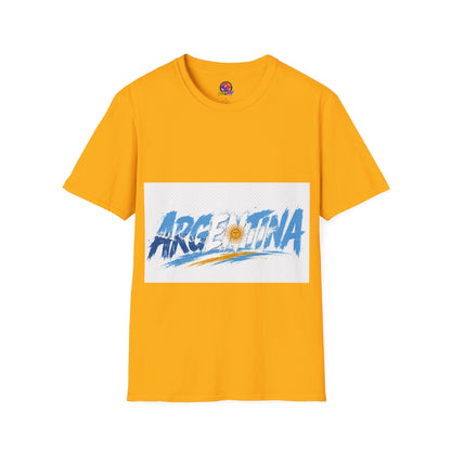 Argentina Graphic T-Shirt — Argentina Typography Tee with Sun & Flag Colors