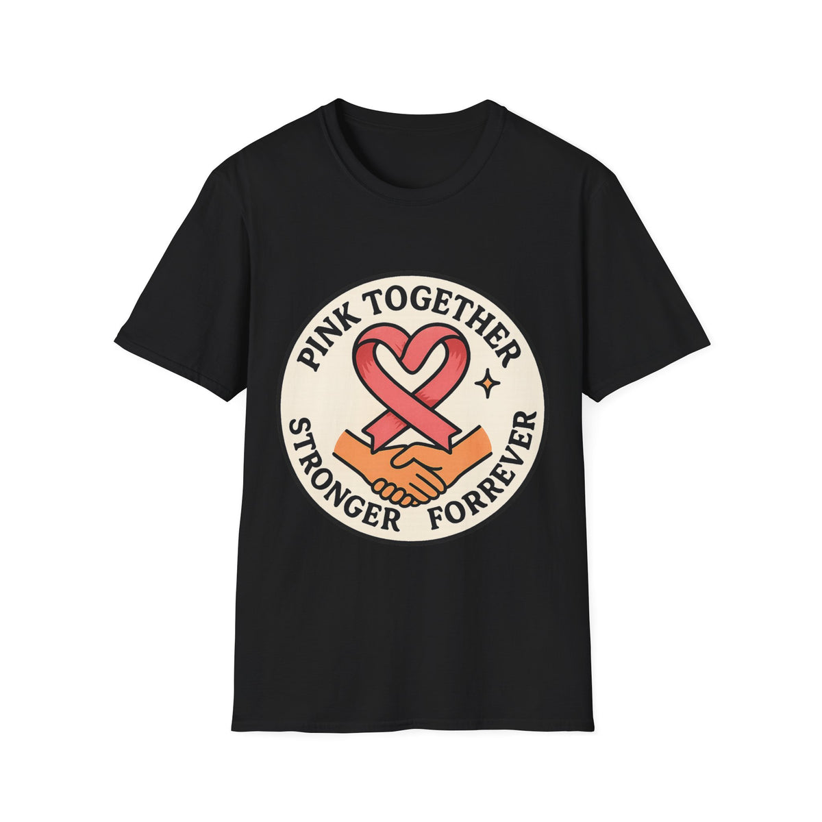 Pink Together Stronger Forever Shield Badge T-Shirt, Breast Cancer Heart Ribbon Tee - Trending Now - September 2026