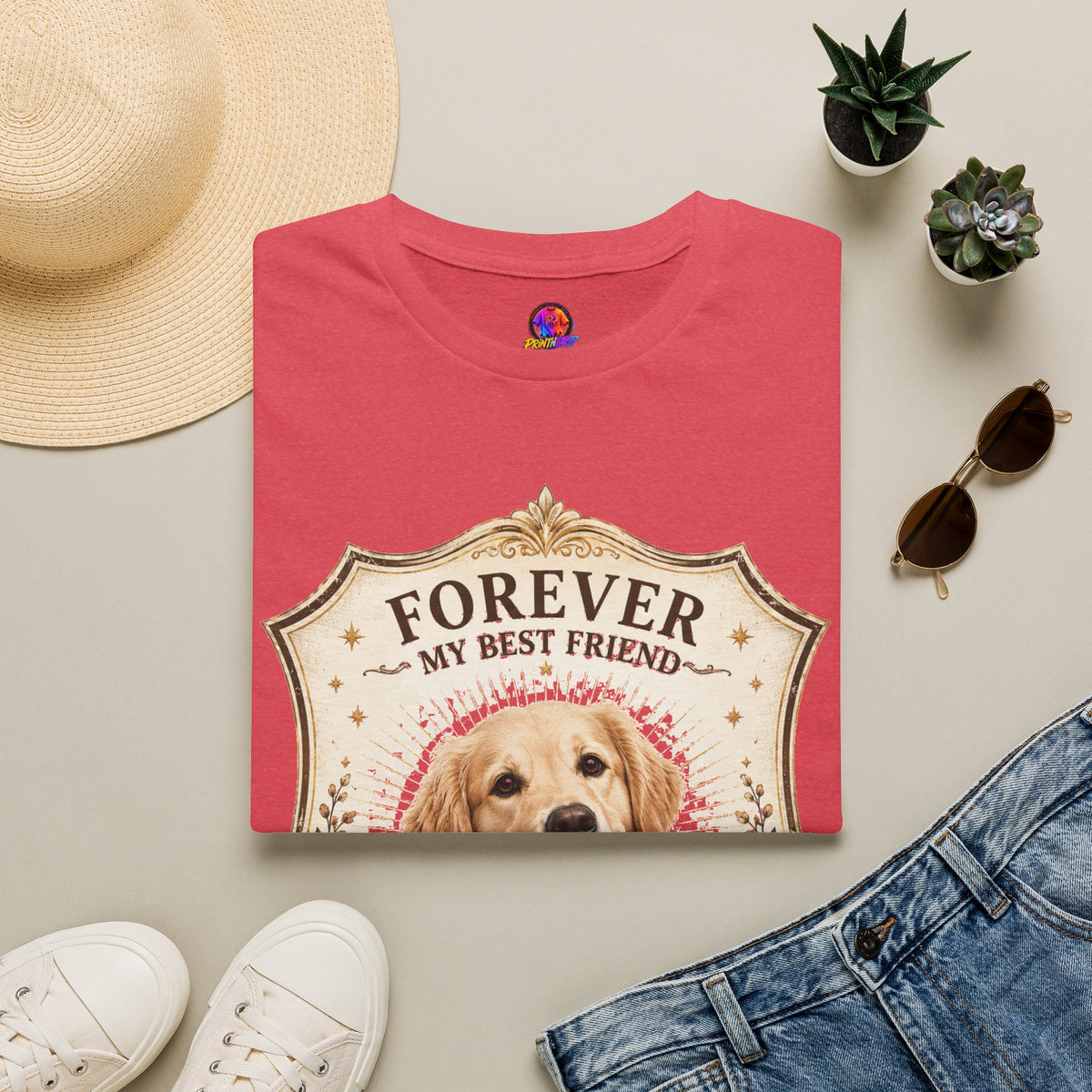 Dog Memorial T-Shirt — "Forever My Best Friend" Personalized Golden Retriever Tribute
