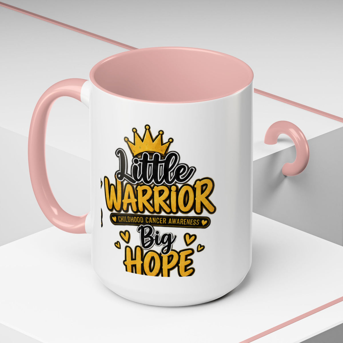 Little Warrior Childhood Cancer Awareness Coffee Mug – "Big Hope" Accent Mug