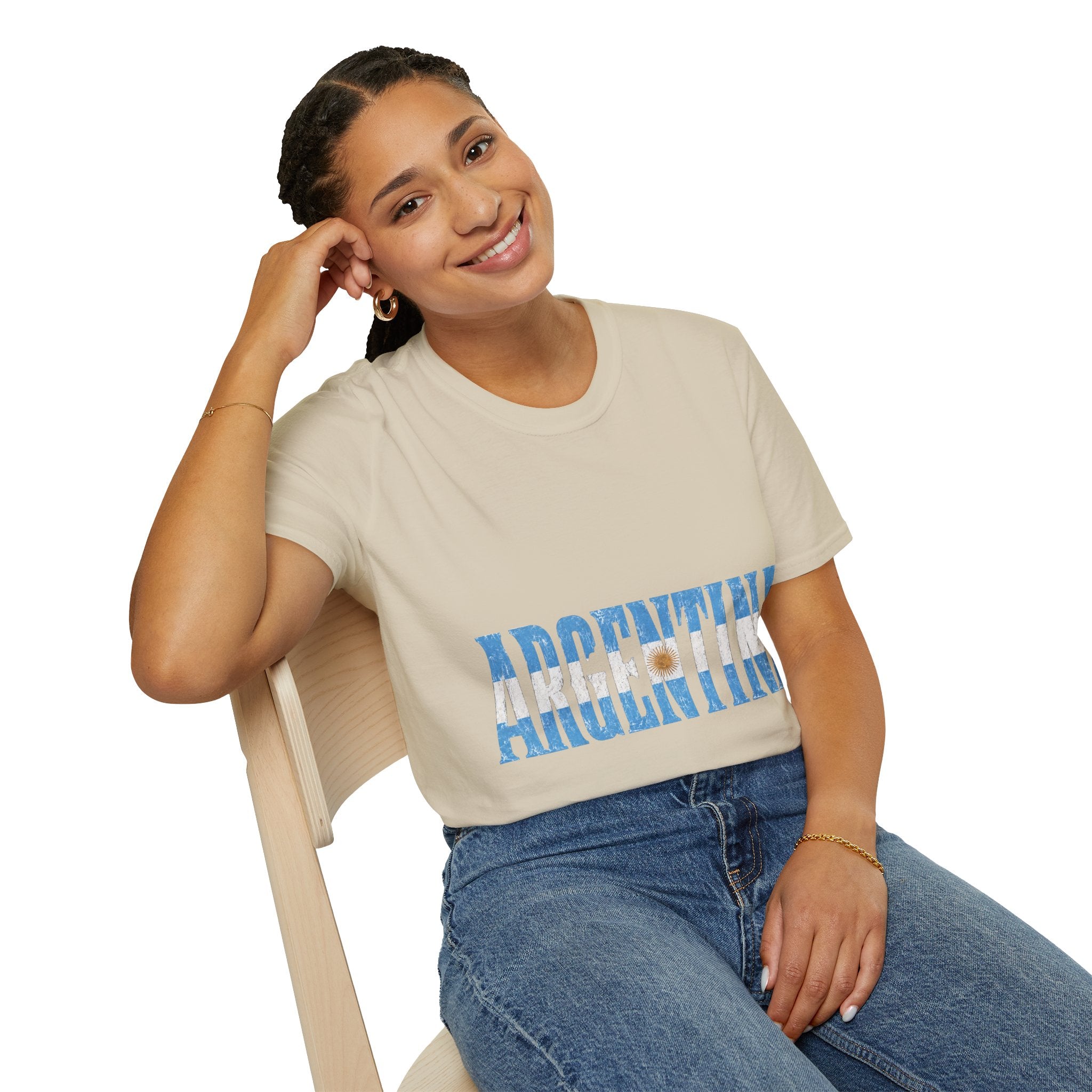 Argentina Beach Vibes T-Shirt — Distressed Blue "ARGENTINA" Graphic