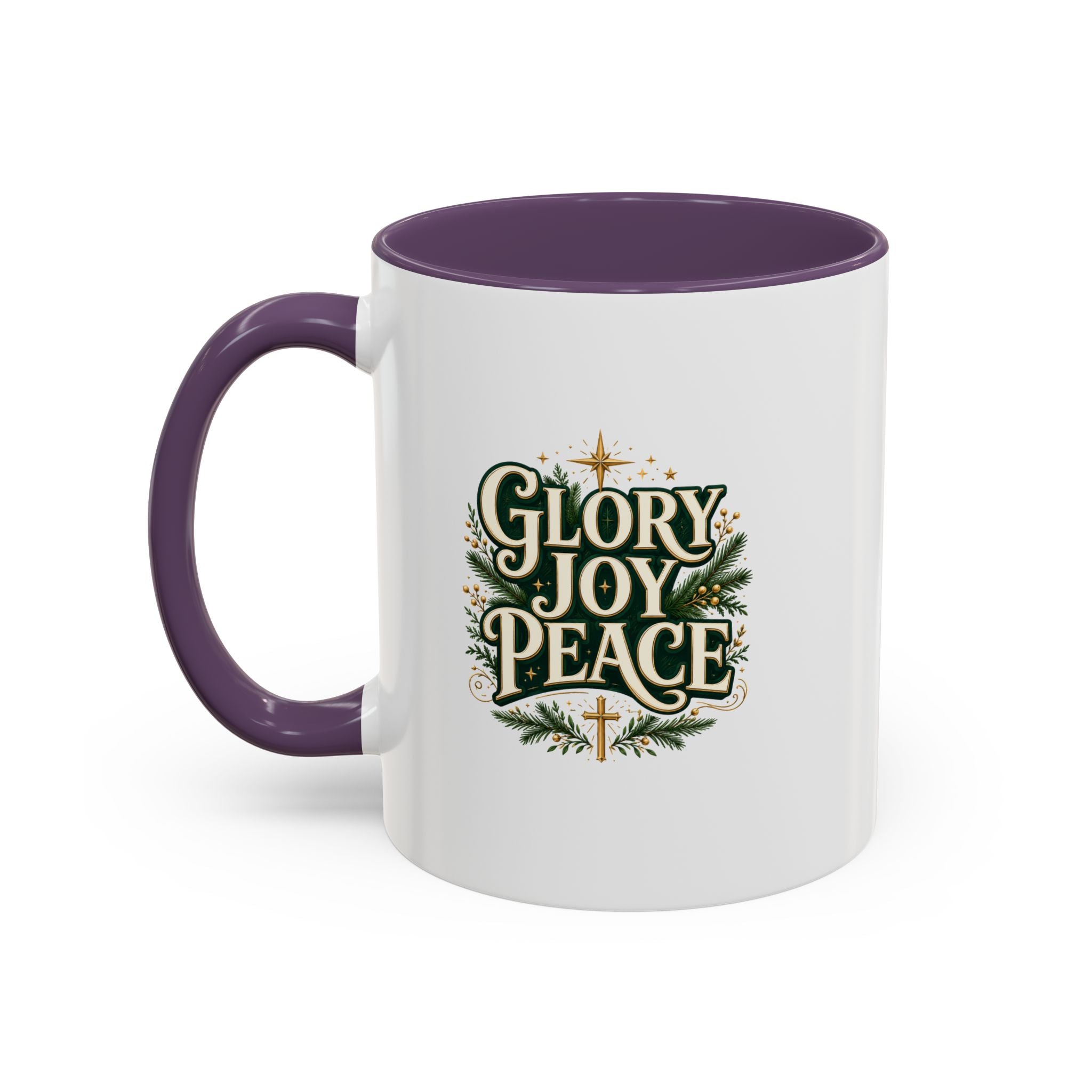 Glory Joy Peace Christmas Coffee Mug - Holiday Scripture Accent Mug