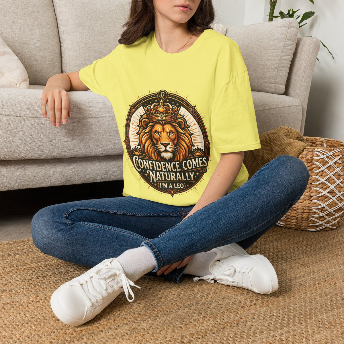 Leo Zodiac Lion T-Shirt — "Confidence Comes Naturally, I'm a Leo" Astrology Tee