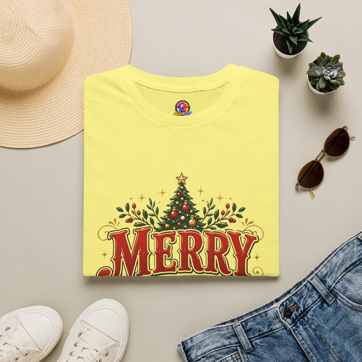Merry Christmas Y'all T-Shirt — Festive Holiday Tree Tee