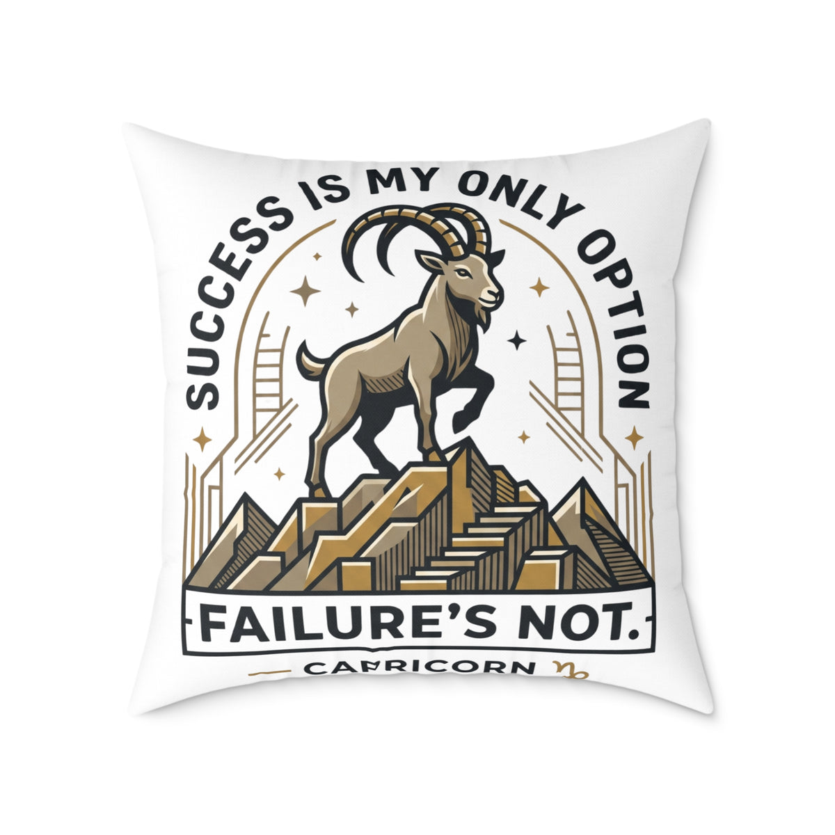 Capricorn Pillow — "Success Is My Only Option, Failure's Not" Capricorn Mountain Goat Decorative Throw Pillow