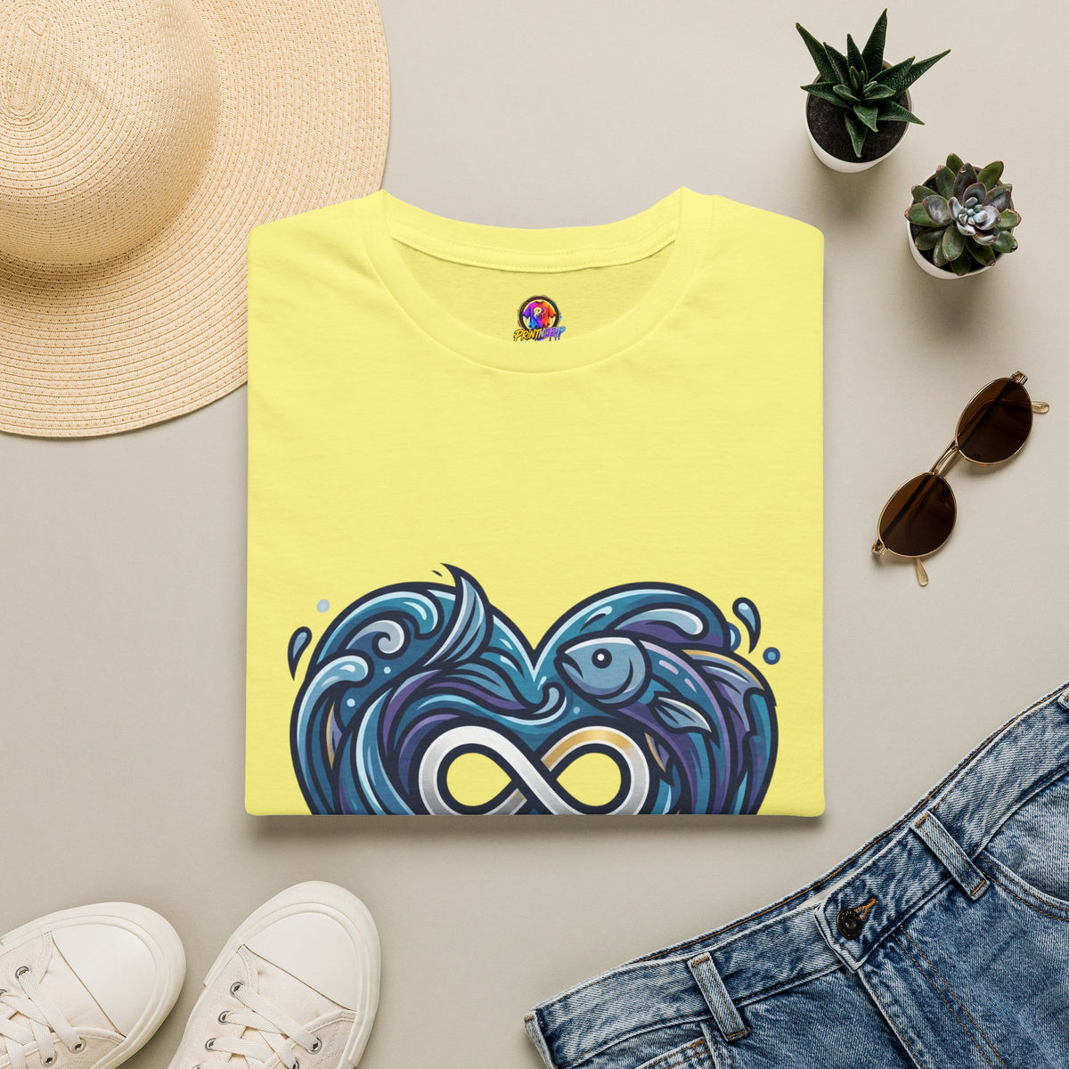 Pisces Infinity Heart T‑Shirt — Zodiac Ocean Love Tee