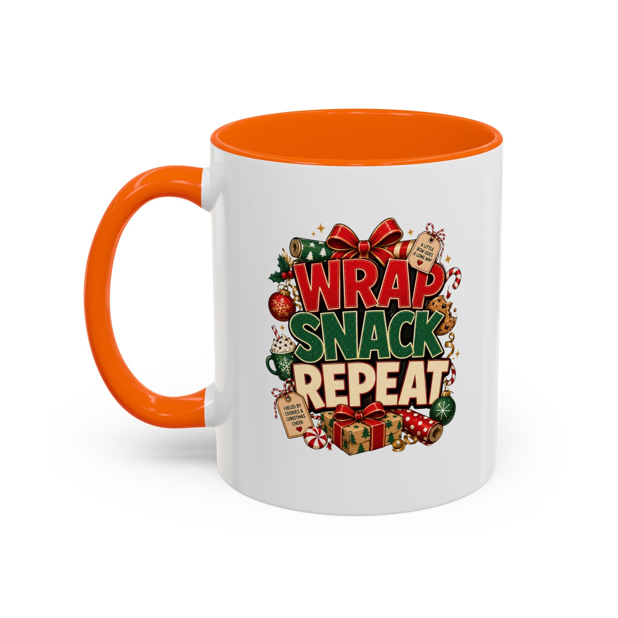 Wrap Snack Repeat Christmas Coffee Mug — Holiday Baking & Gift-Wrapping Mug