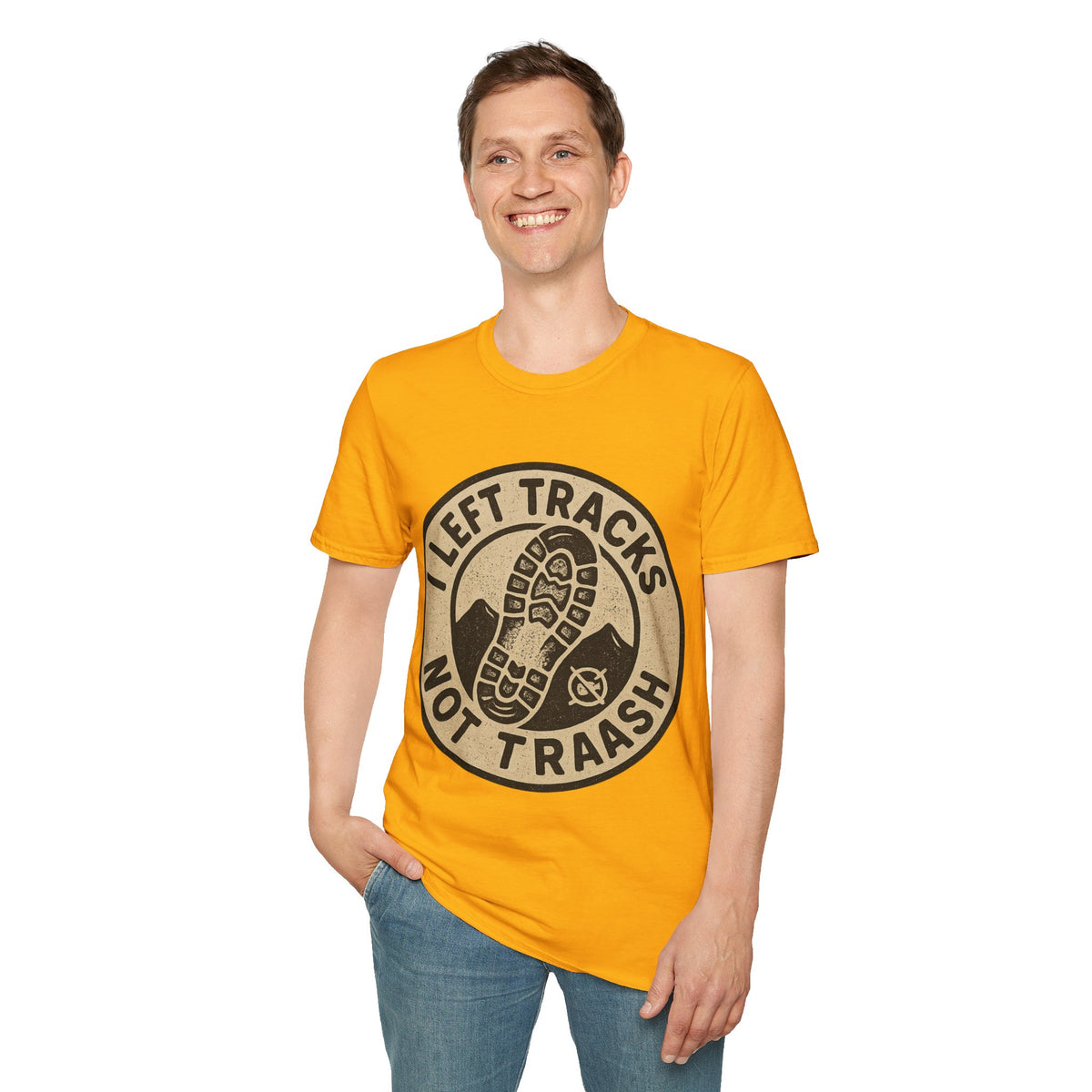 Left Tracks Not Trash Vintage Badge T-Shirt, Retro Leave No Trace Hiking Tee - Trending Now - September 2026