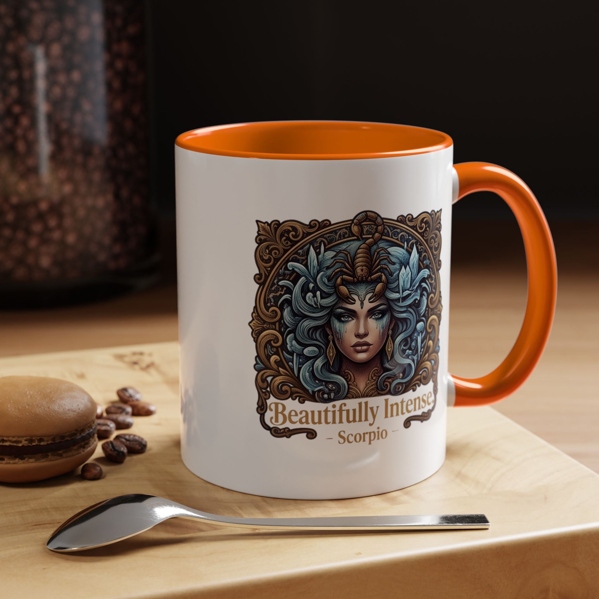 Scorpio Accent Coffee Mug — "Beautifully Intense" Zodiac Design (11/15oz)