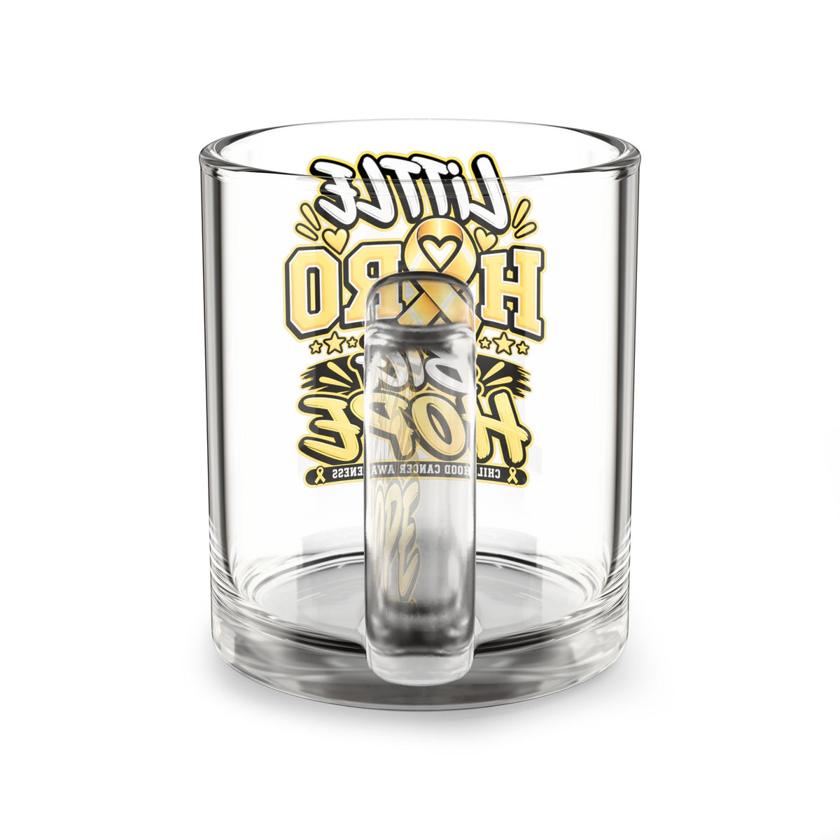 Little Hero Big Hope Childhood Cancer Awareness Glass Mug