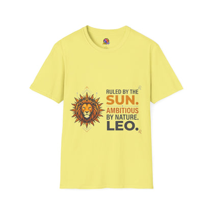 Leo Zodiac T-Shirt — "Ruled by the Sun. Ambitious by Nature. LEO."