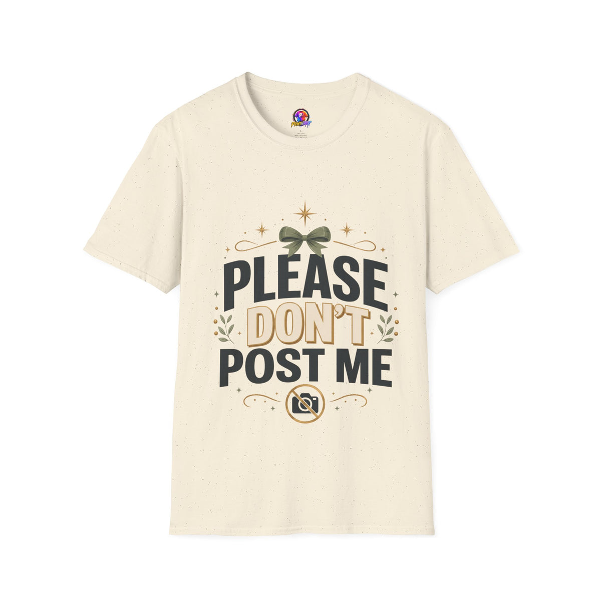 T-Shirt — Please Don’t Post Me Graphic Tee (Cute Bow, Social Media Humor)