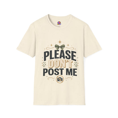 T-Shirt — Please Don’t Post Me Graphic Tee (Cute Bow, Social Media Humor)