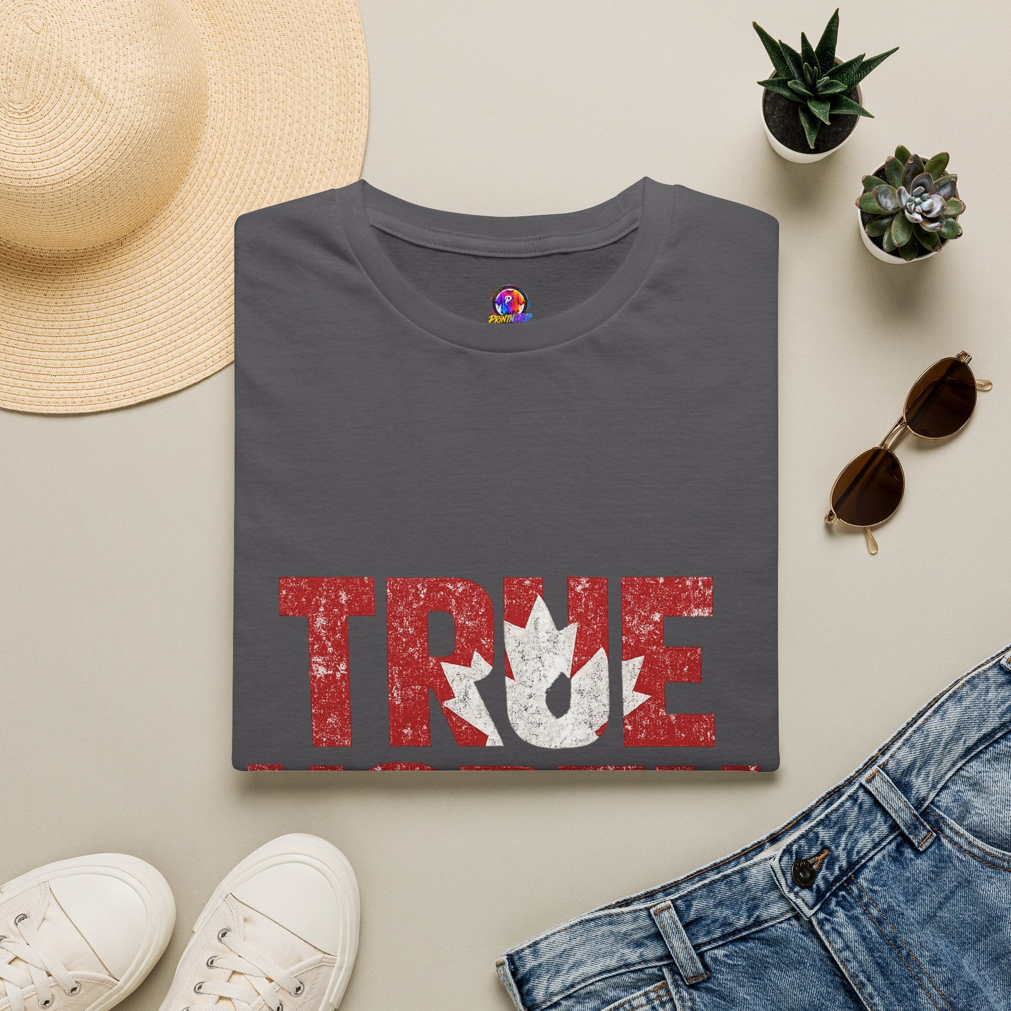 Canada True North Football T-Shirt — Vintage Canadian Maple Leaf Team Tee