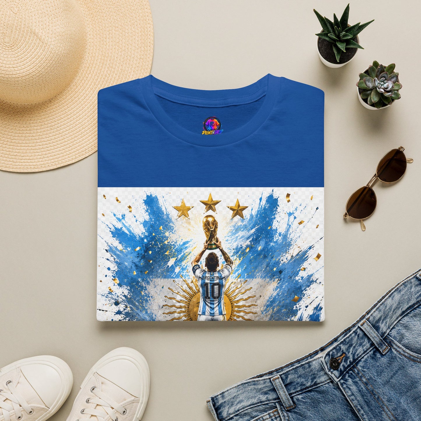 Argentina World Champions T‑Shirt — Soccer World Cup 3 Stars Tribute
