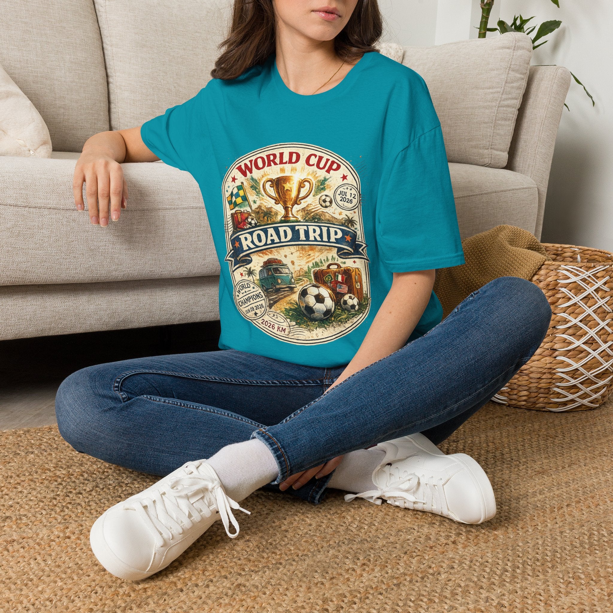 World Cup Road Trip T-Shirt — Vintage Soccer Trophy Design