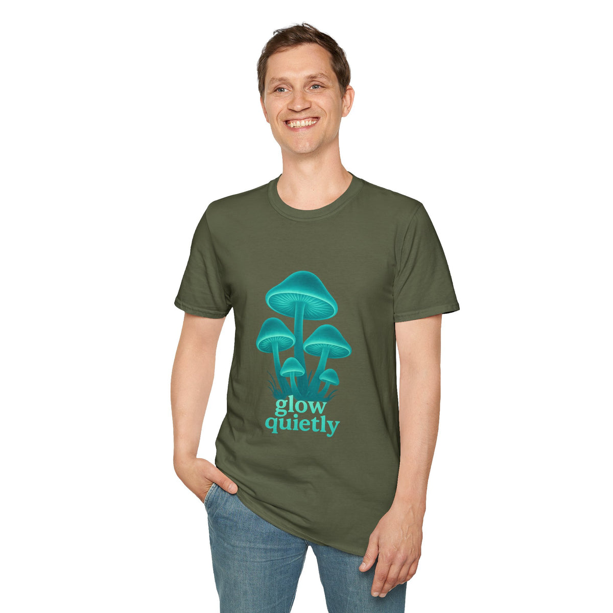 Mushroom Graphic T-Shirt — 'Grow Quietly' Teal Fungi Tee - Trending Now - August 2026