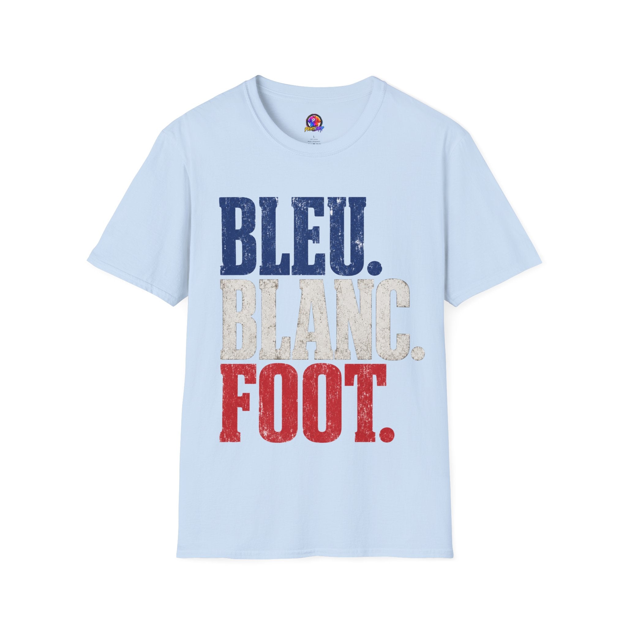France T-Shirt — Bleu Blanc Foot Vintage French Flag Soccer Graphic Tee