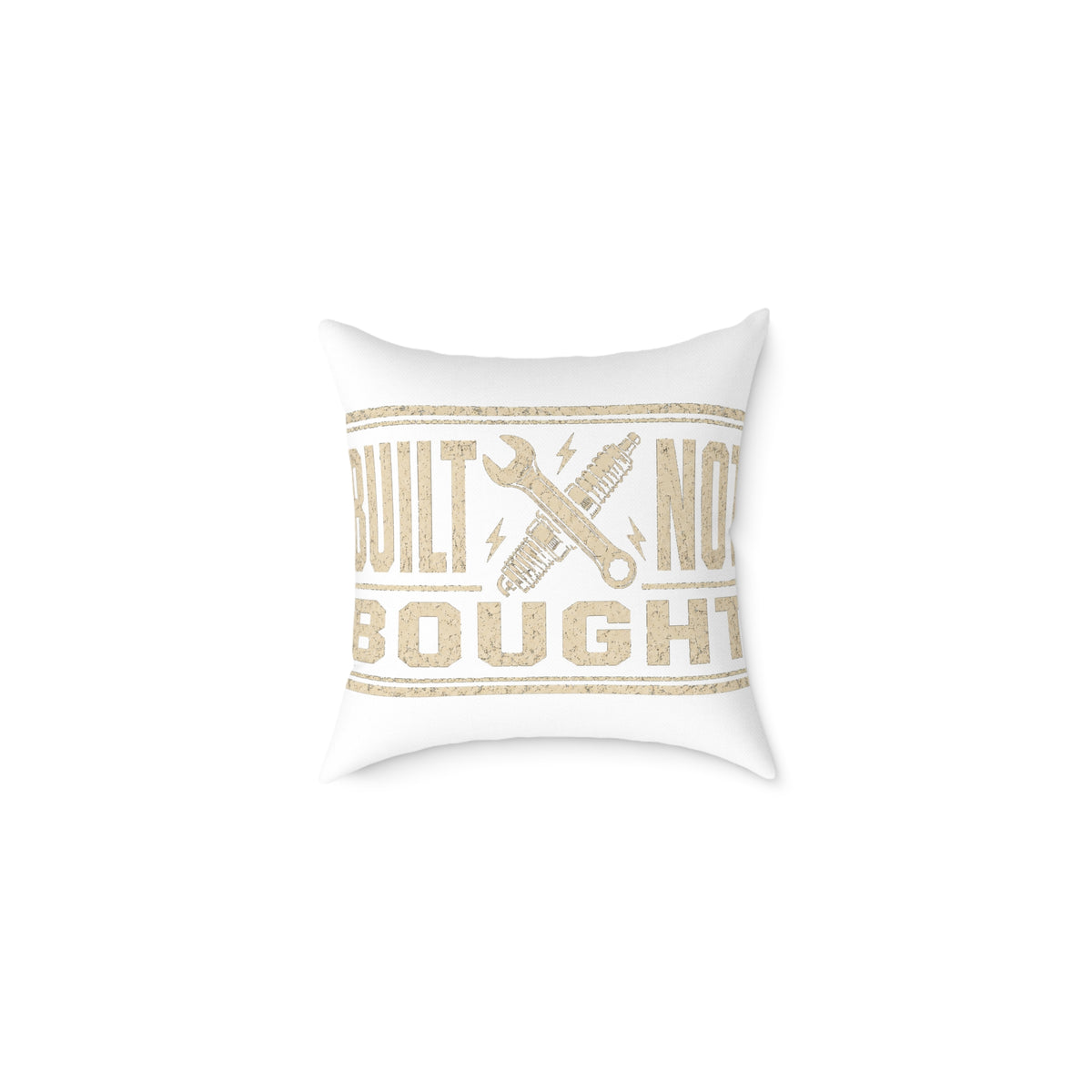 Built Not Bought Throw Pillow Milo Bailey Dog Dad Mom— Rustic DIY Mechanic Accent Cushion