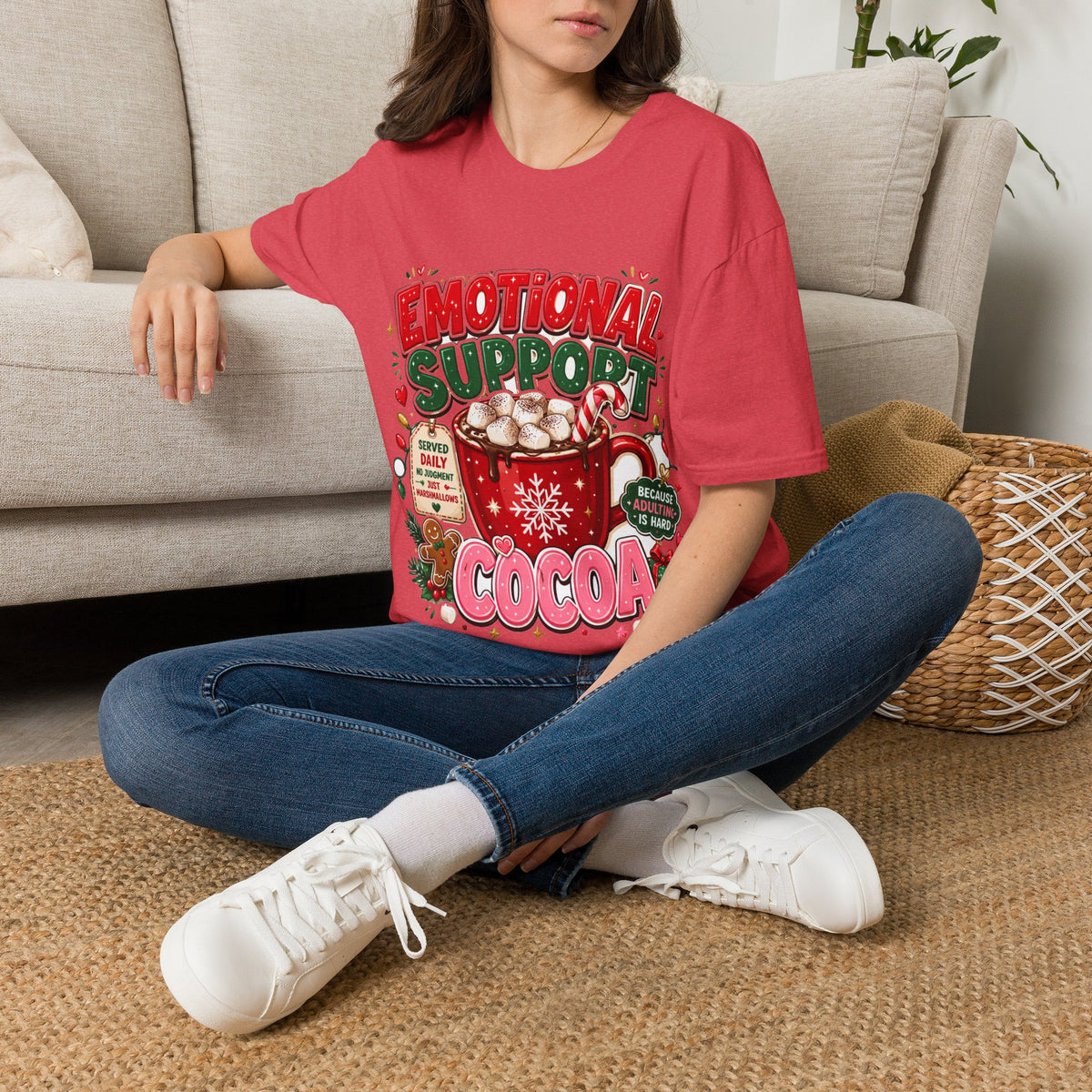 Emotional Support Cocoa T-Shirt — Holiday Hot Chocolate Graphic Tee