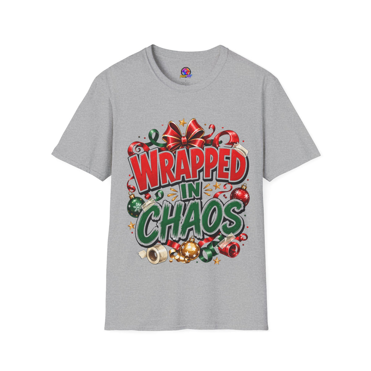 T-Shirt — "Wrapped in Chaos" Holiday Graphic Tee