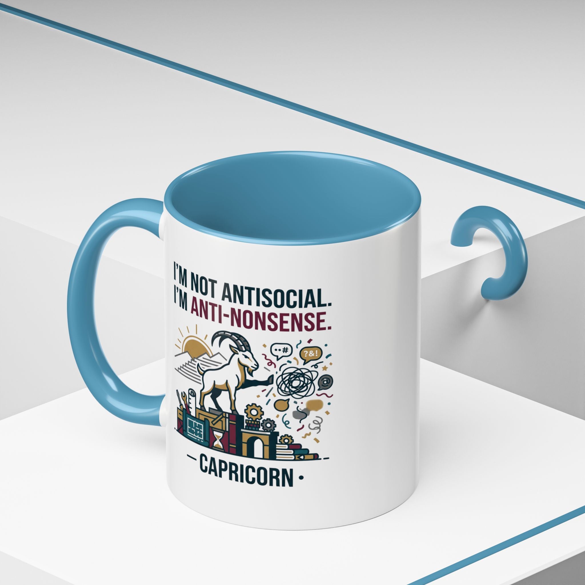 Capricorn Coffee Mug — "I'm Not Antisocial, I'm Anti-Nonsense" Accent Mug