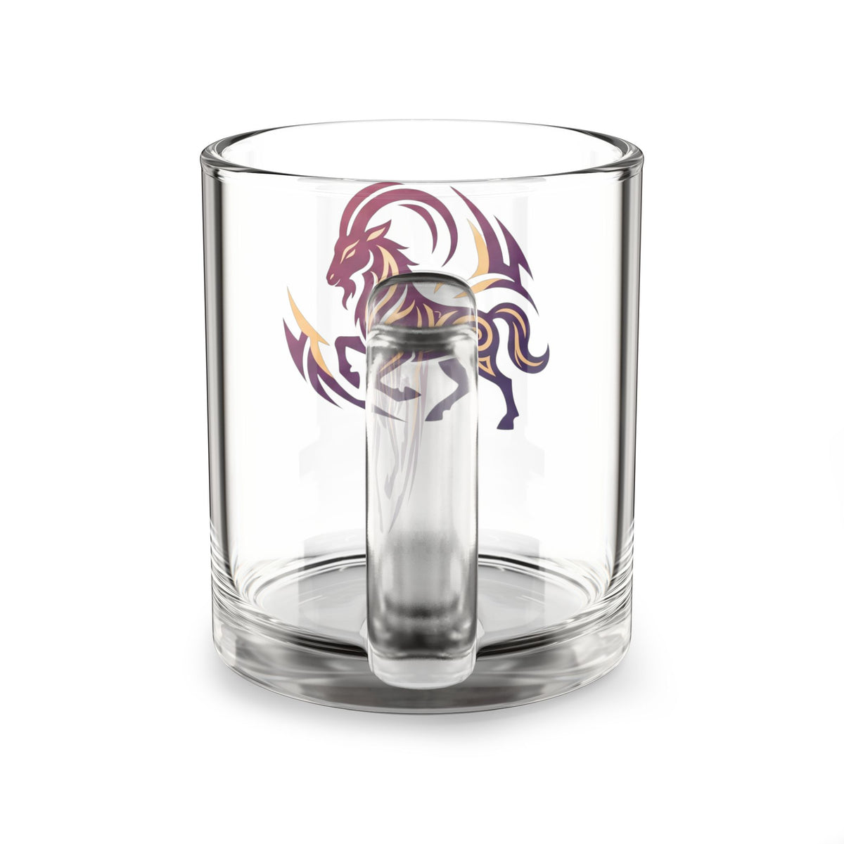 Capricorn Zodiac Glass Mug — 10oz Astrological Coffee Cup with Stylized Goat Design