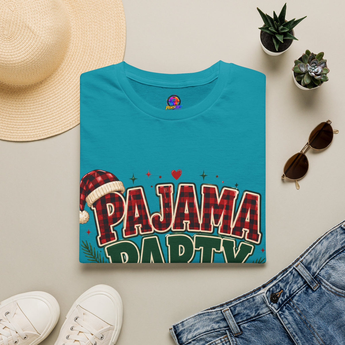 Pajama Party Crew T‑Shirt — Festive Christmas Lounge Tee