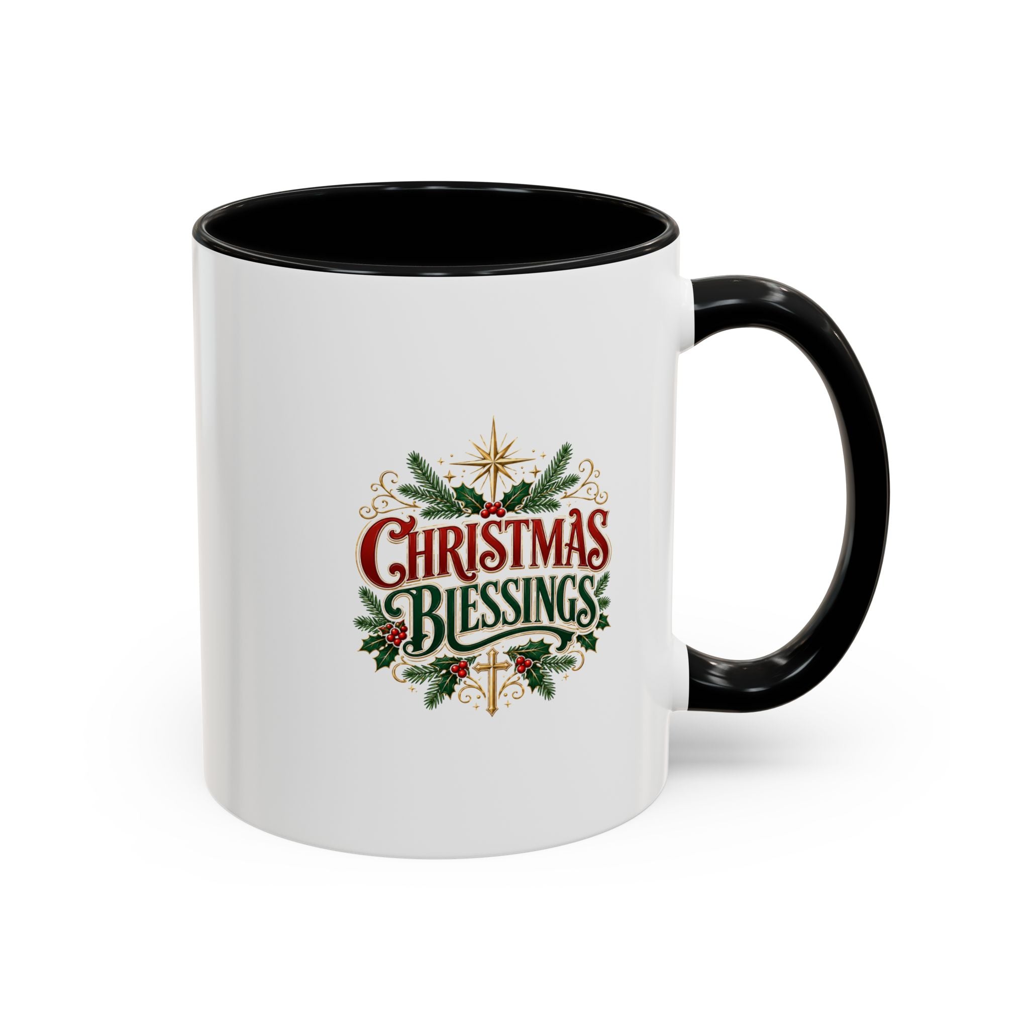 Christmas Blessings Accent Coffee Mug – Festive Holiday Tea & Coffee Cup