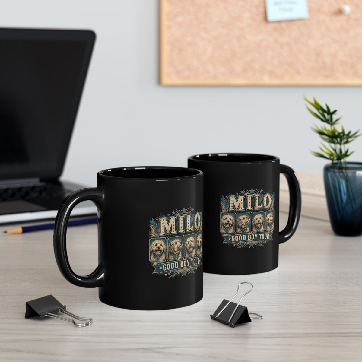 Milo Bailey Dog Dad Mom Black Mug