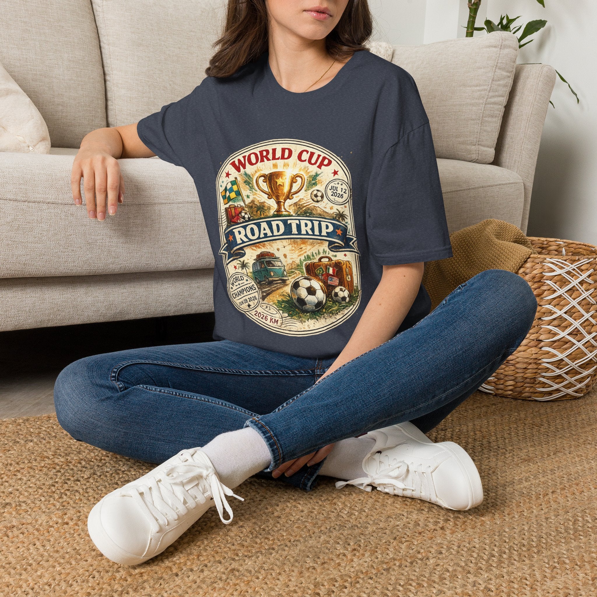 World Cup Road Trip T-Shirt — Vintage Soccer Trophy Design