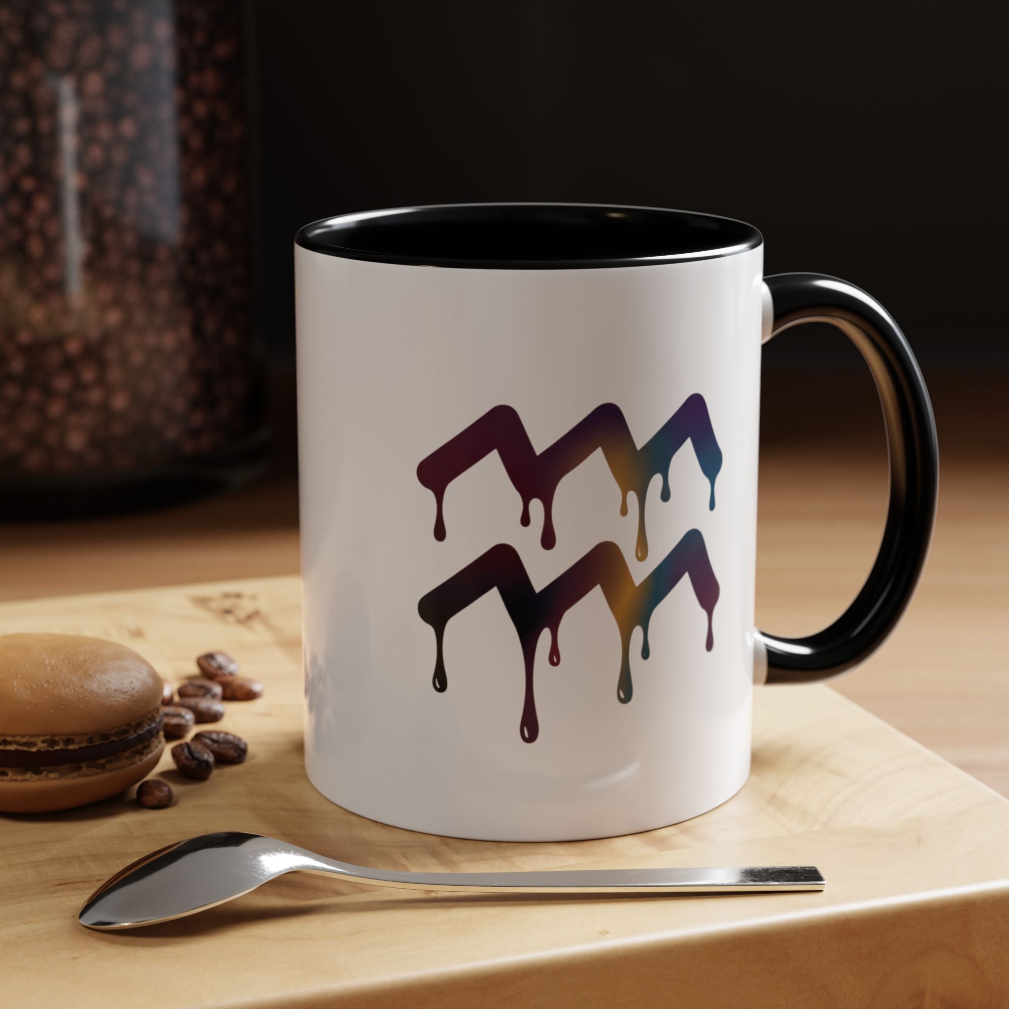 Dripping Rainbow Chevron Accent Coffee Mug — Colorful Gradient Art