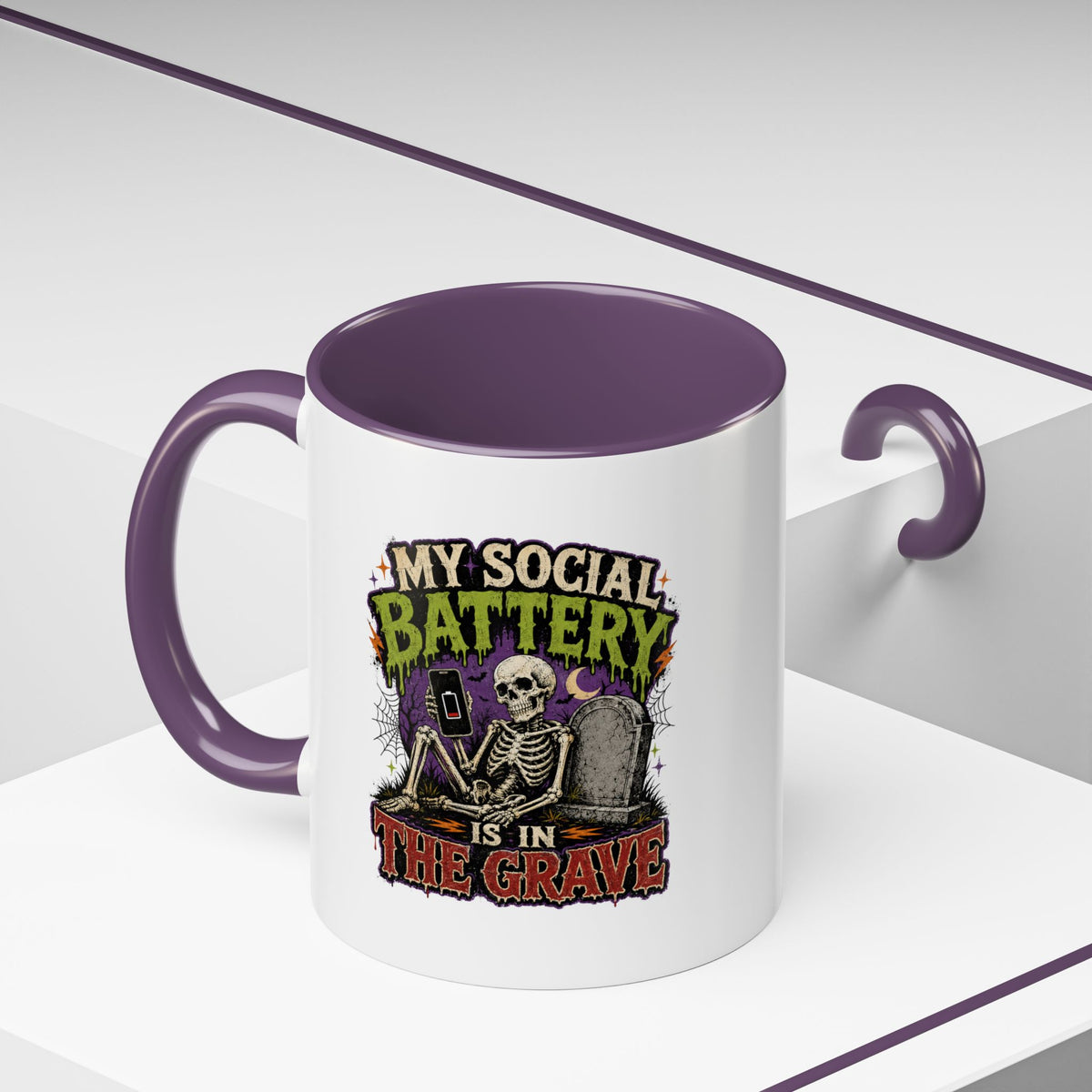 Halloween  My Social Battery Accent Coffee Mug