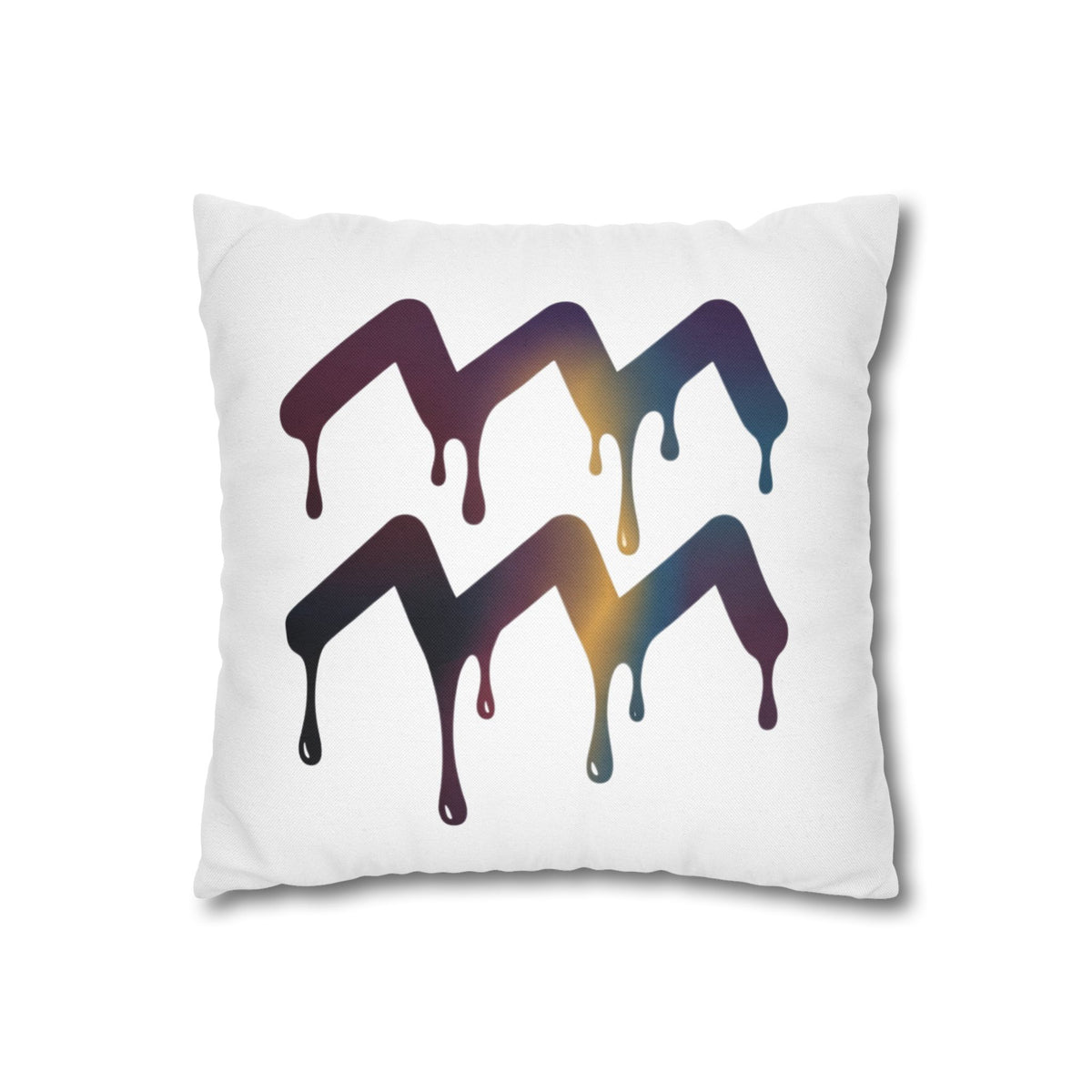 Dripping Aquarius Symbol Pillowcase — Zodiac Decorative Throw Pillow Cover