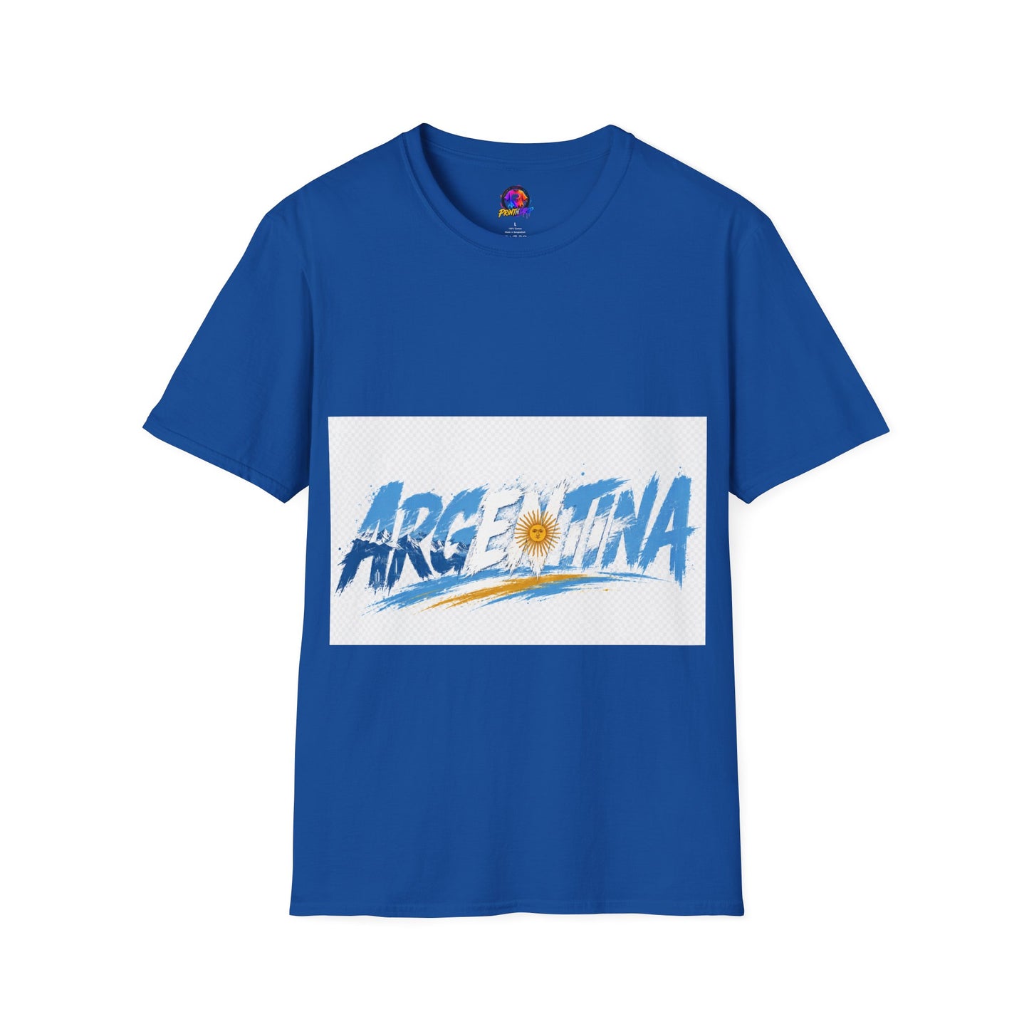 Argentina Graphic T-Shirt — Argentina Typography Tee with Sun & Flag Colors