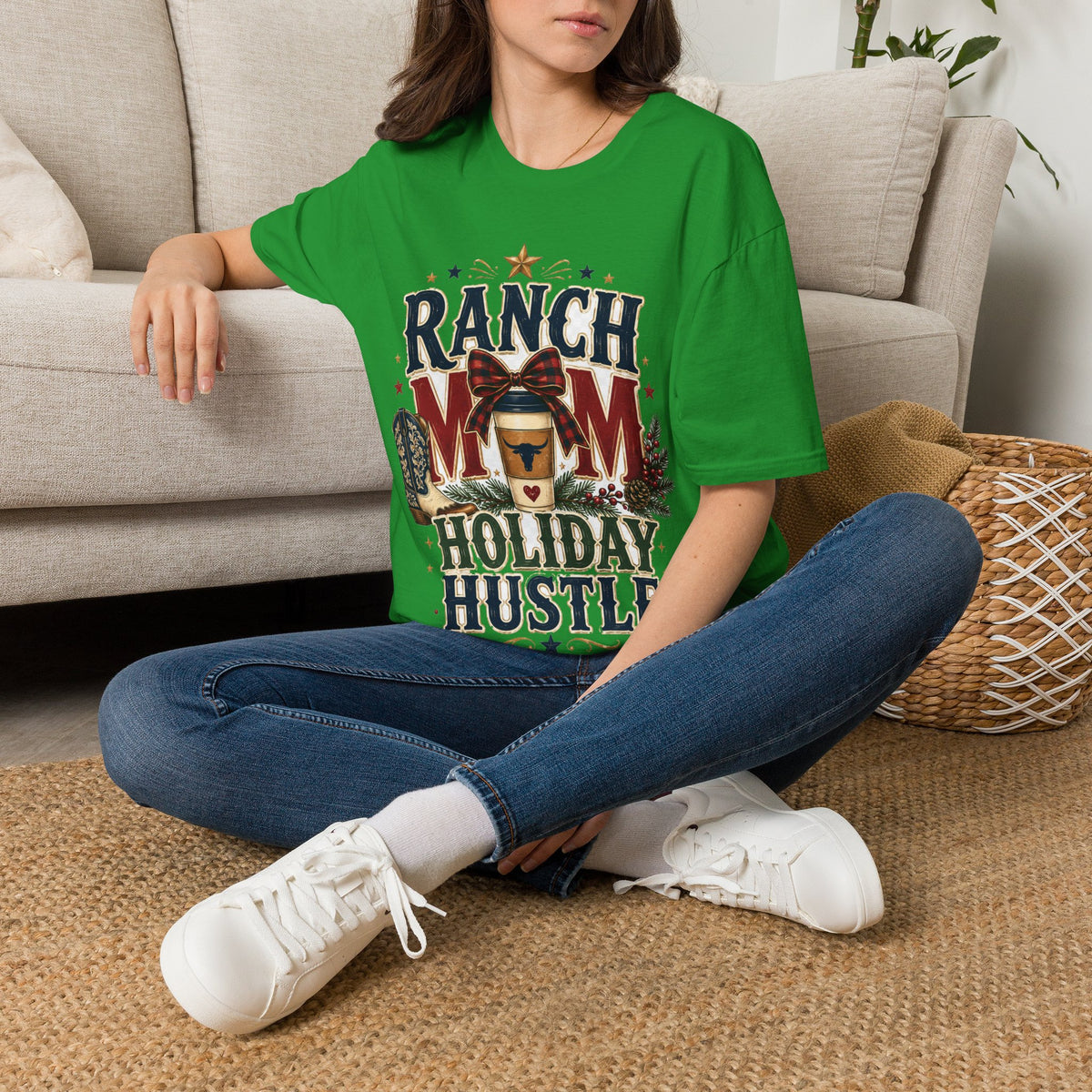Ranch Mom Holiday Hustle T-Shirt — Festive Western Mom Tee