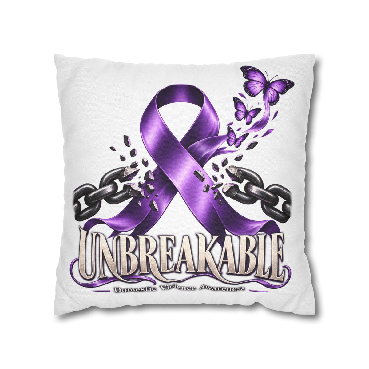 Domestic Violence Unbreakable Purple Ribbon Decorative Pillowcase