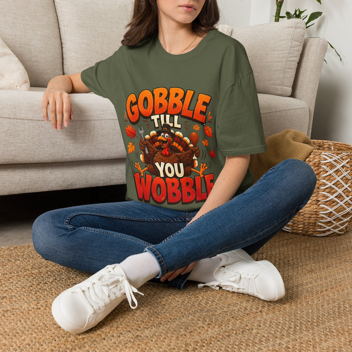 Thanksgiving T-Shirt Gobble 'Til You Wobble Thanksgiving T-Shirt
