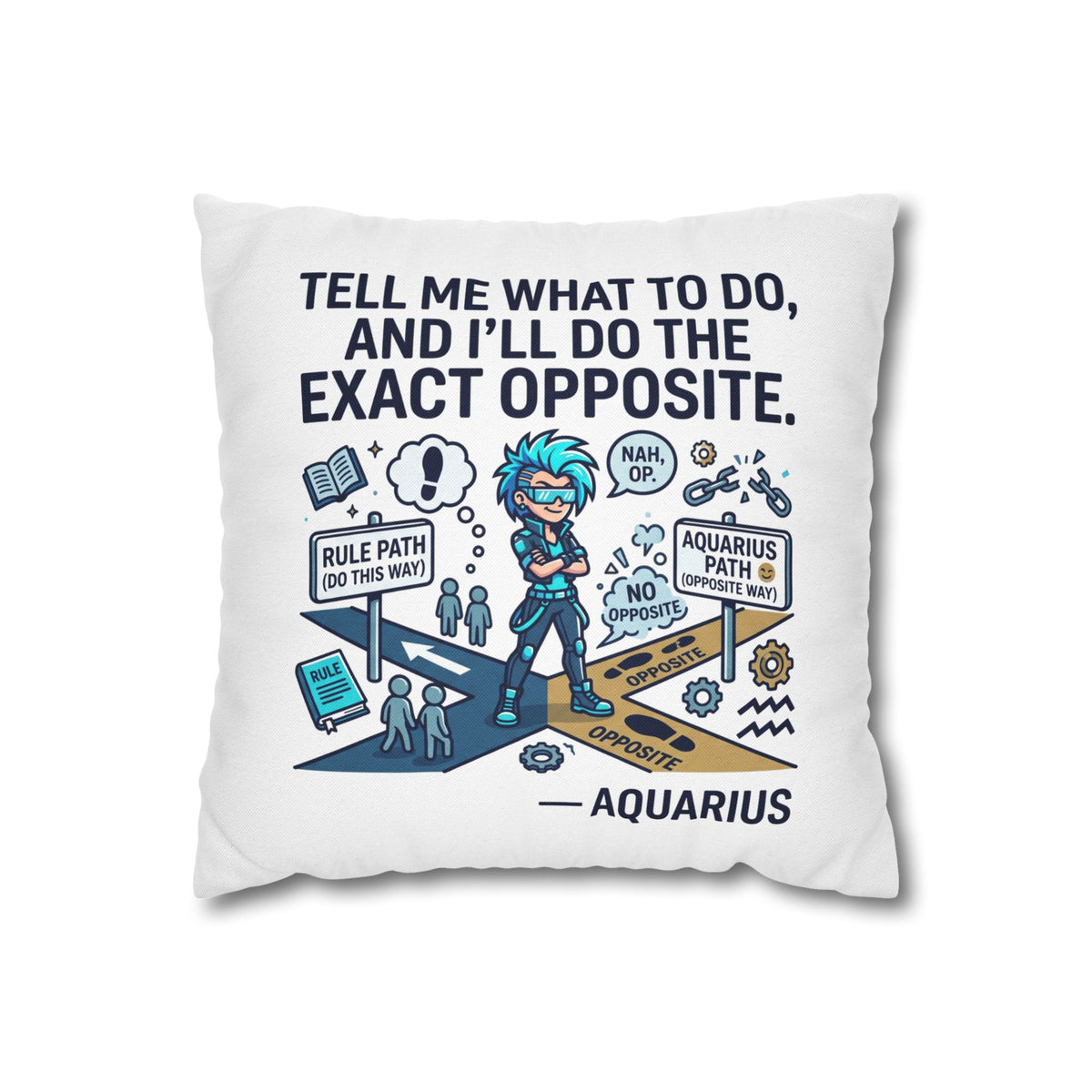 Aquarius Zodiac Spun Polyester Square Pillowcase