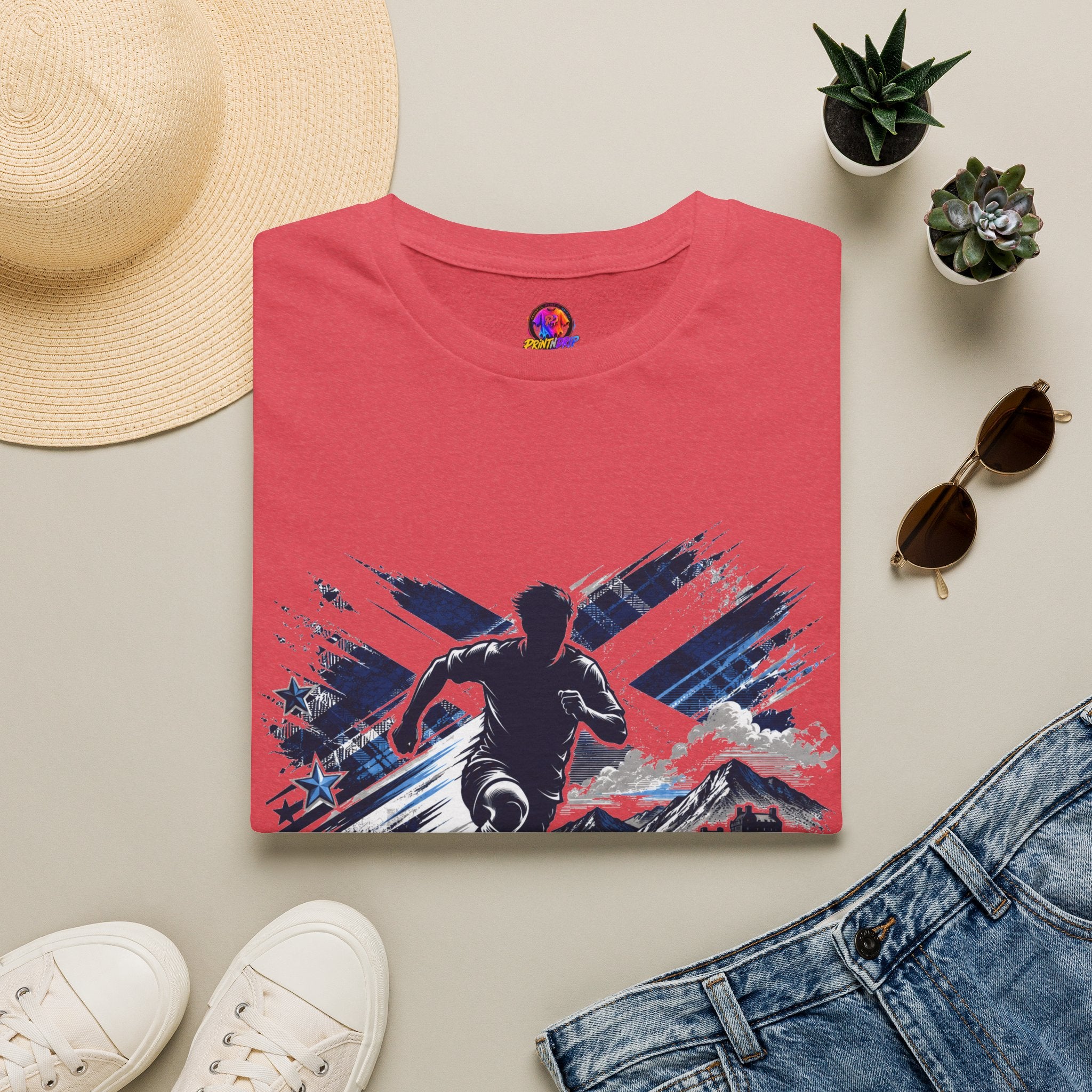 Scotland Highland Storm Soccer T-Shirt — Mountain Soccer Player Graphic Tee
