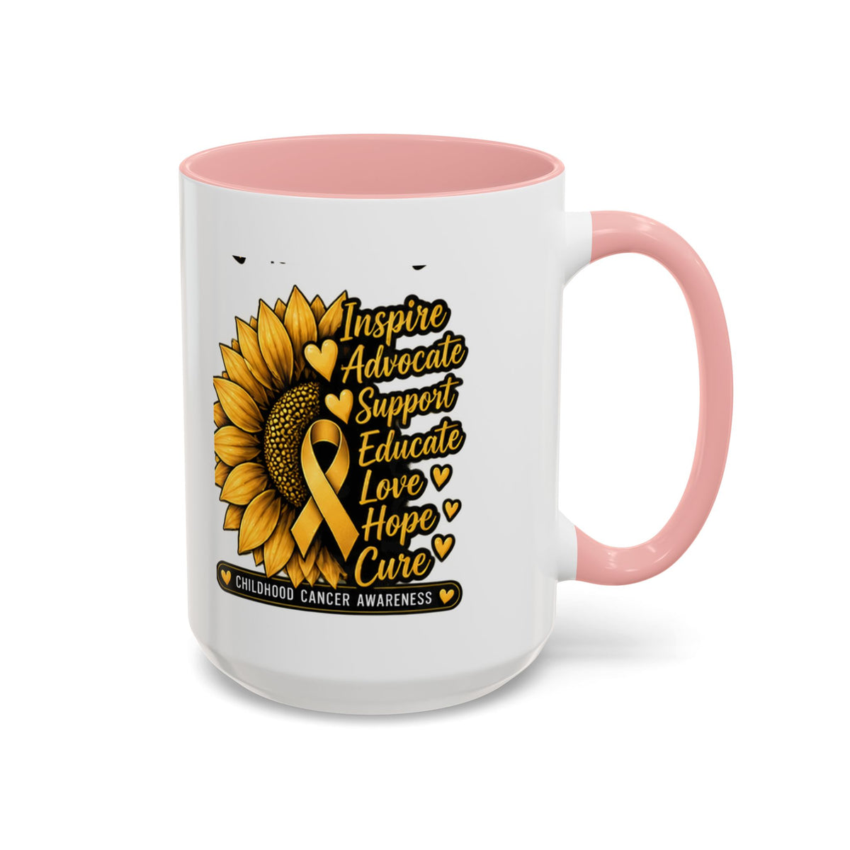 Childhood Cancer Awareness Sunflower Accent Coffee Mug (11/15oz)