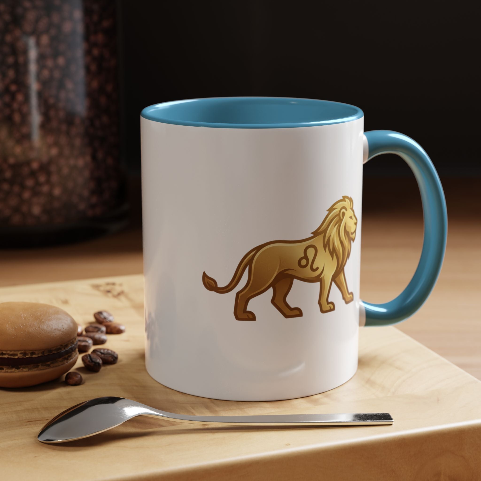 Leo Zodiac Coffee Mug — Gold Lion Accent Mug for Astrology Lovers