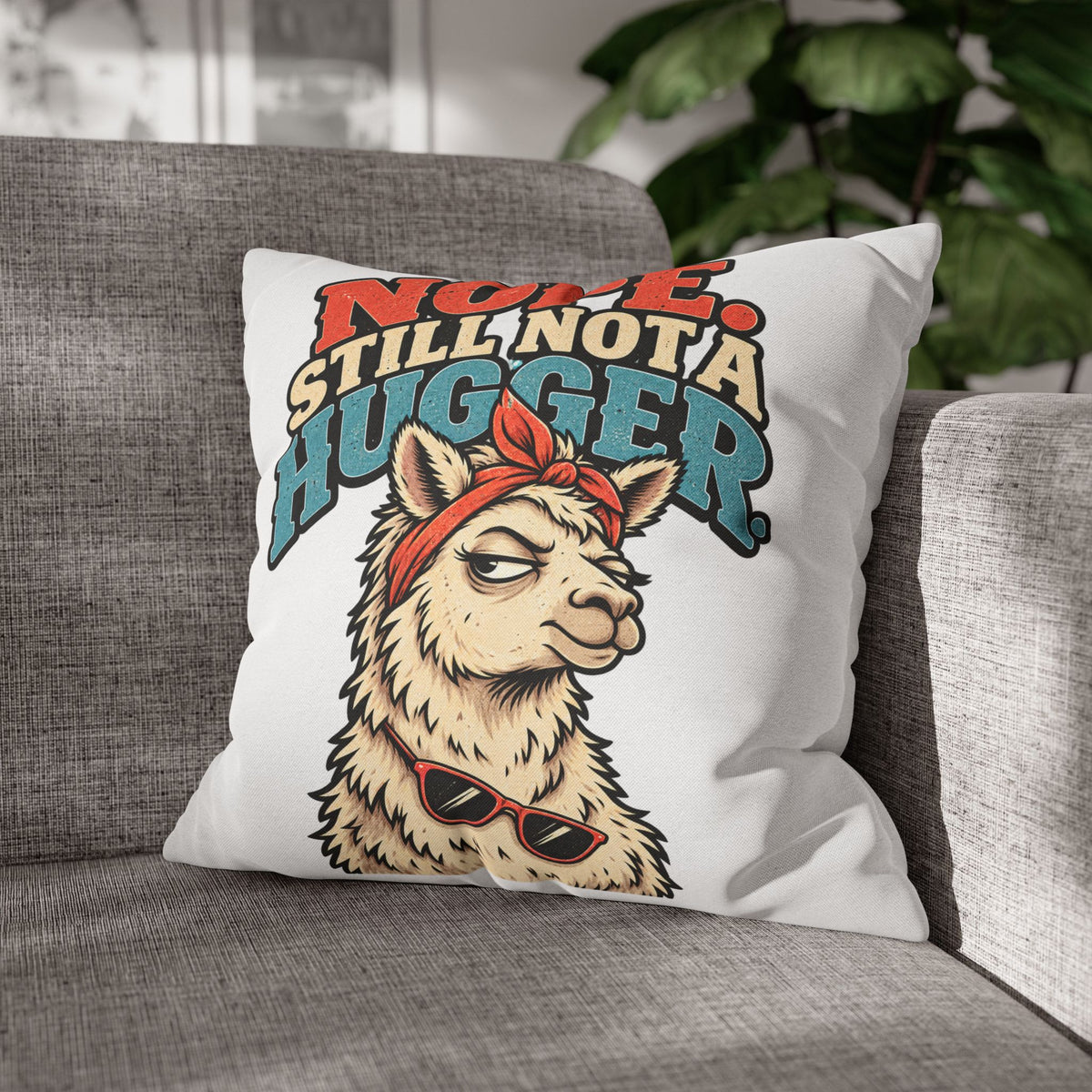 Nope Still Not a Hugger Alpaca Pillowcase — Funny Llama/Alpaca Decorative Throw Pillow Cover