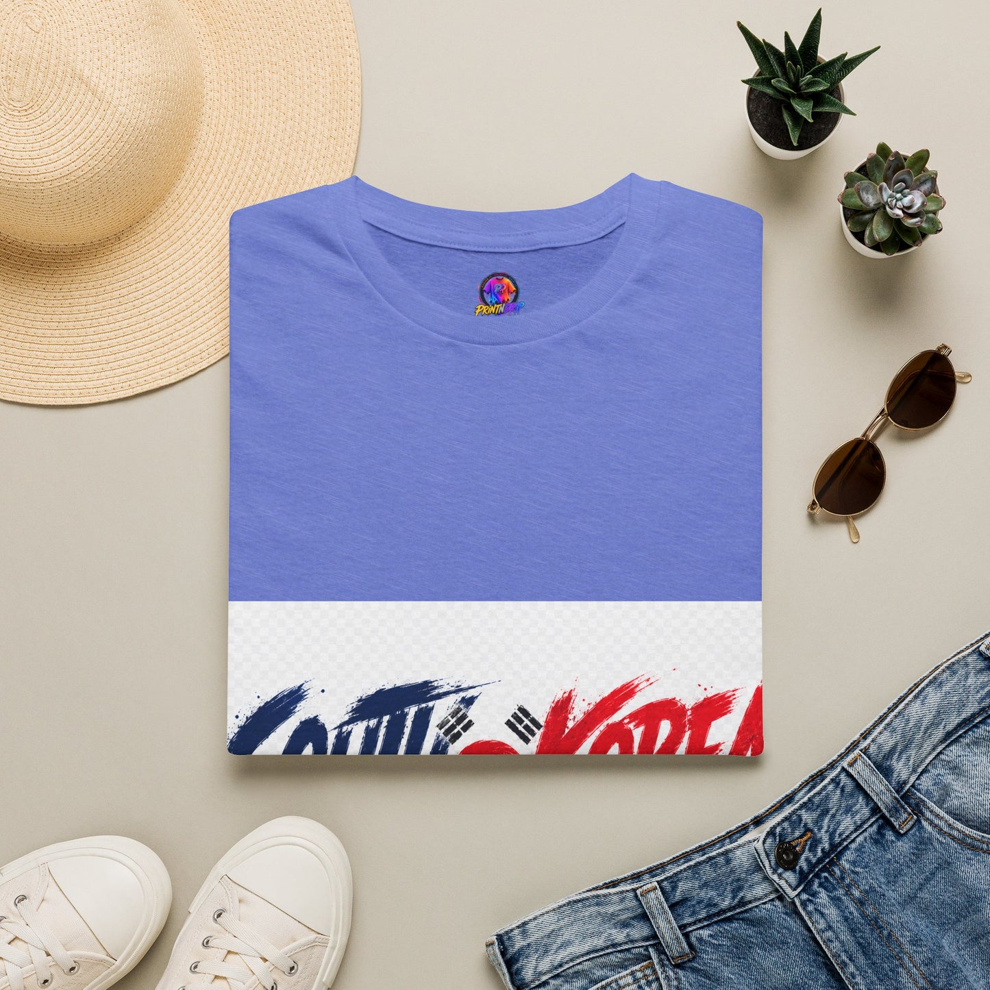 South Korea Flag Brushstroke T-Shirt — Patriotic Korean Travel Tee