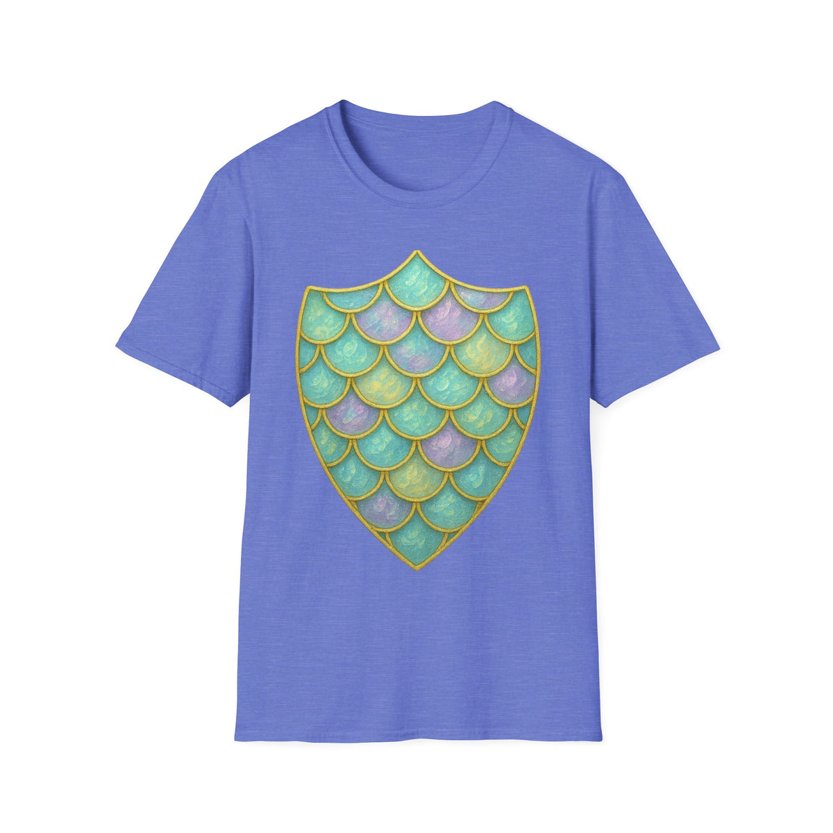 Mermaid Scale Shield T-Shirt — Iridescent Aquamarine Graphic Tee - Trending Now - September 2026