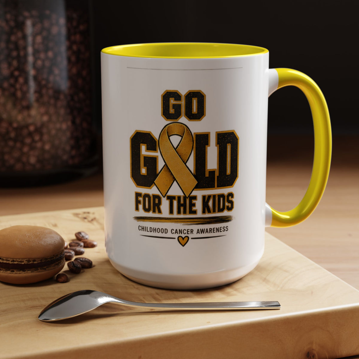 Go Gold For The Kids Accent Coffee Mug — Childhood Cancer Awareness 11/15oz
