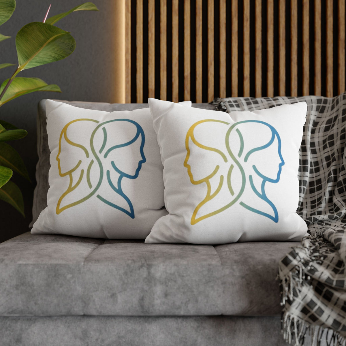Gemini Zodiac Pillowcase — Dual-Face Gradient Astrology Throw Pillow Cover