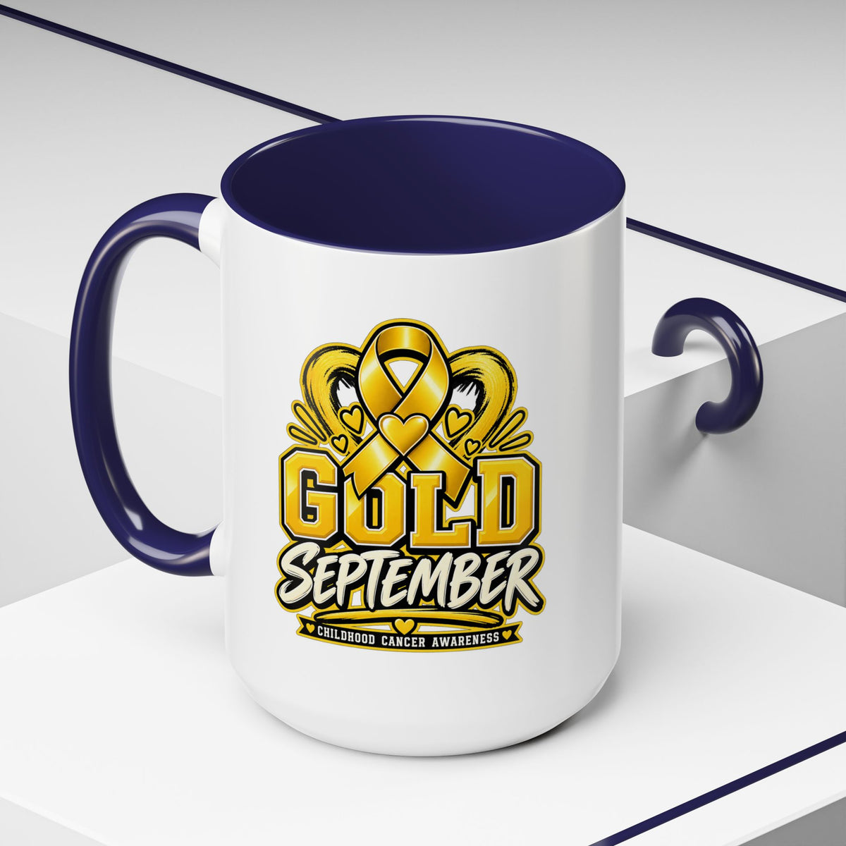 Gold September Coffee Mug — Childhood Cancer Awareness Accent Mug (11/15oz)