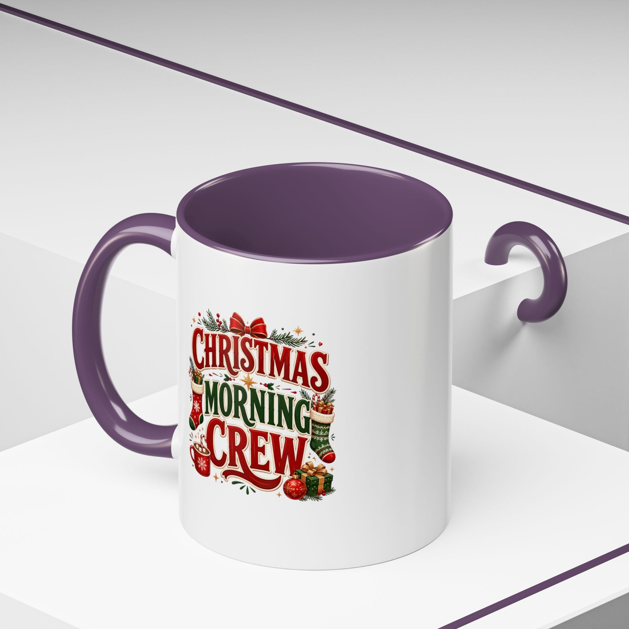 Christmas Morning Crew Accent Coffee Mug – Holiday Coffee Cup
